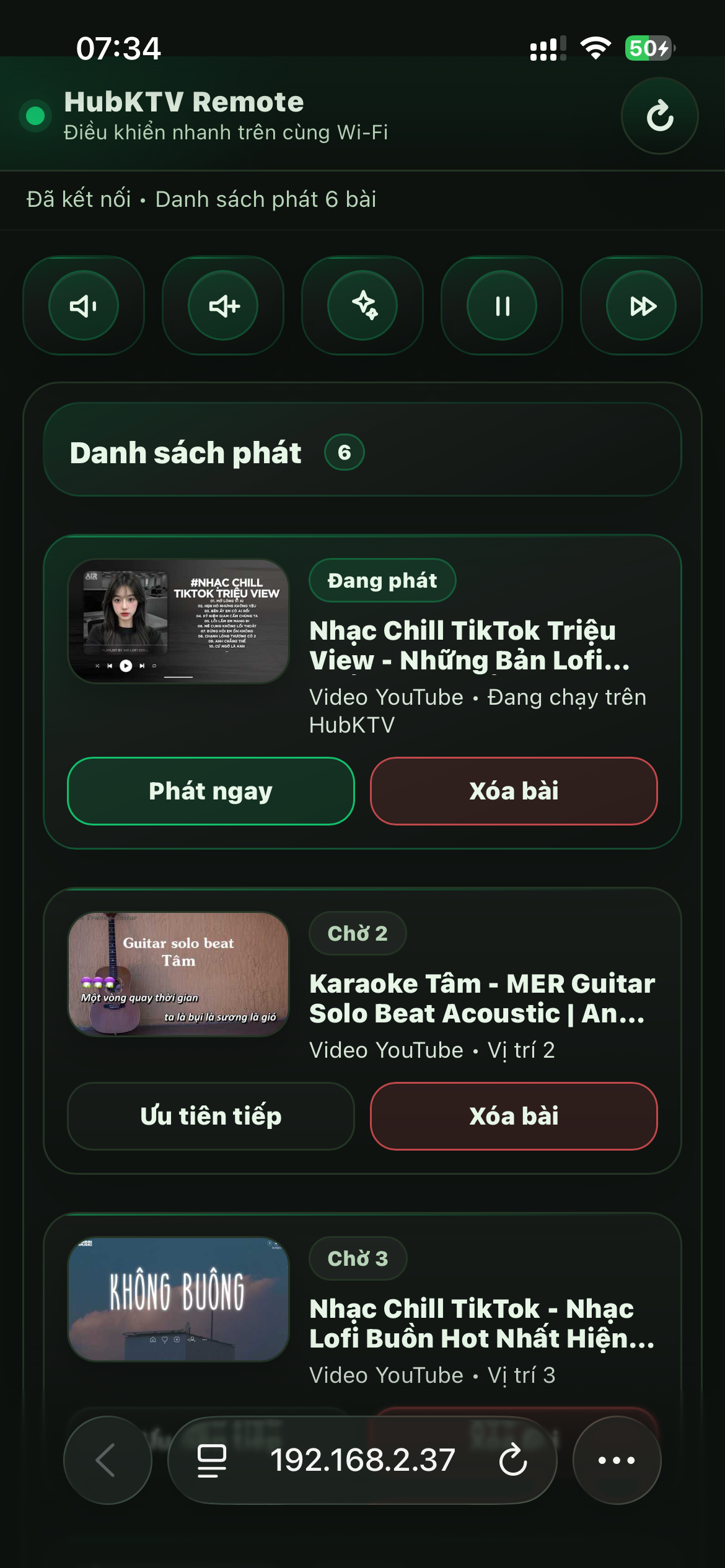 Màn hình trình chiếu của HubKTV